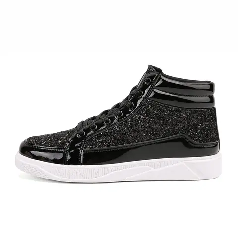 Scarpe casual da uomo alte Scarpe da ginnastica con plateau bling glitter argento Scarpe da skateboard antiscivolo da uomo Zapatillas Hombre