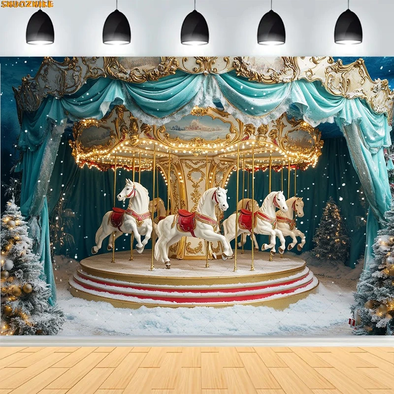 

Christmas Day Wreath Family New Year Party Photography Backdrops Prop Window Living Room Xmas Tree Gift Snow Background WD-17