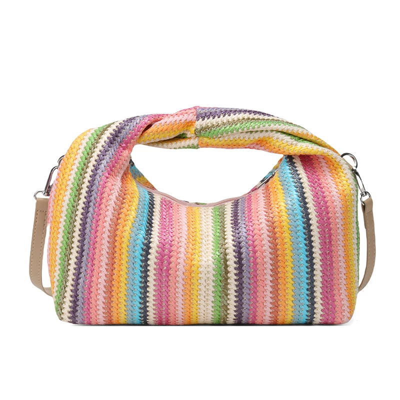 

Women's fashion woven handbag, simple dumpling handbag, holiday beach leisure straw bag shoulder strap detachable and adjustable