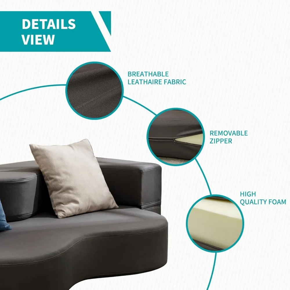 سرير أريكة قابل للطي بحجم كوين، أريكة فوتون مع جلد صناعي، سرير أريكة قابل للتحويل مع رغوة الذاكرة، قابل للطي