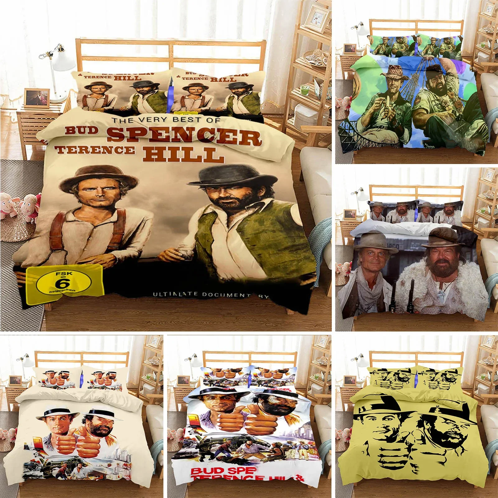 

Bud Spencer Terence Hill Bedding Set Pillowcase Band Duvet Cover Double Twin Full Queen King Adult Kids Bedclothes Quilt Cover