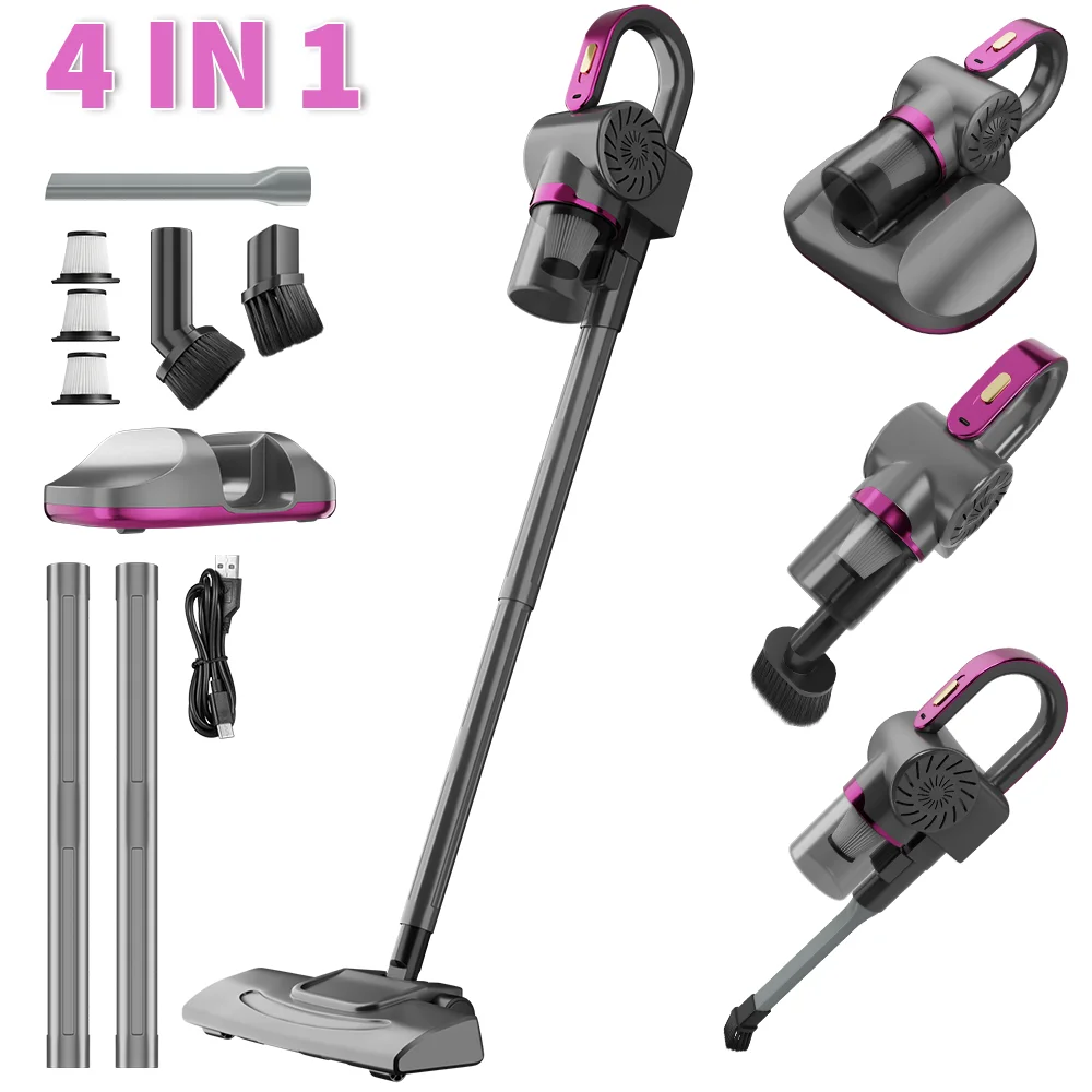 UV Sterilizers for Home 4-in-1 Cordless Vacuum Cleaner Rechargeable Powerful Suction Vacuum for Carpets Pet Hair Mattress Clean