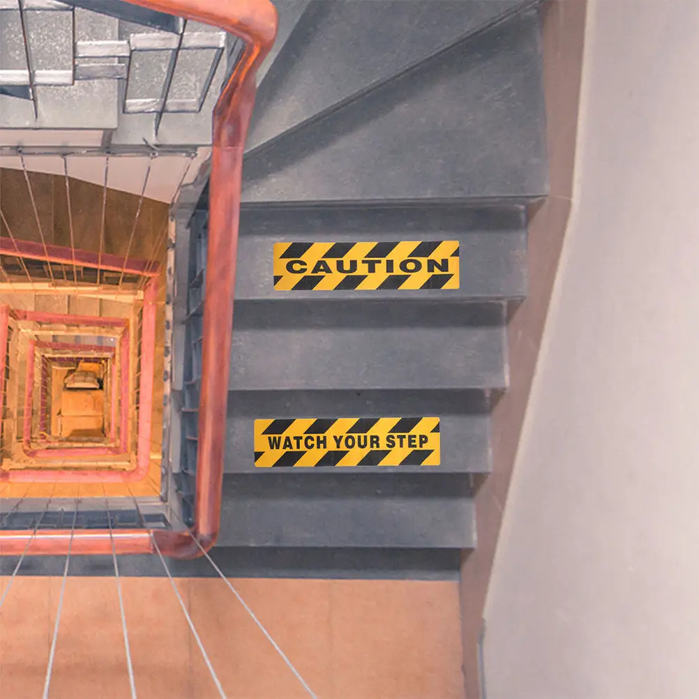 4Pcs Watch Your Step Floor Tape Non-Slip Caution Strips Safety Warning Stickers for Stairs Walkways Outdoor Steps