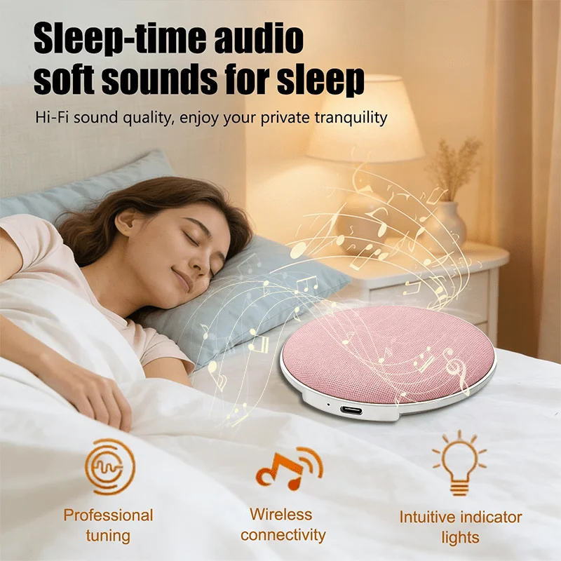 Pillow Speaker Ultra Thin Wireless Mini Sleep Sound Speaker, Under The Pillow Private Bedside Listening for Side Light Sleepers