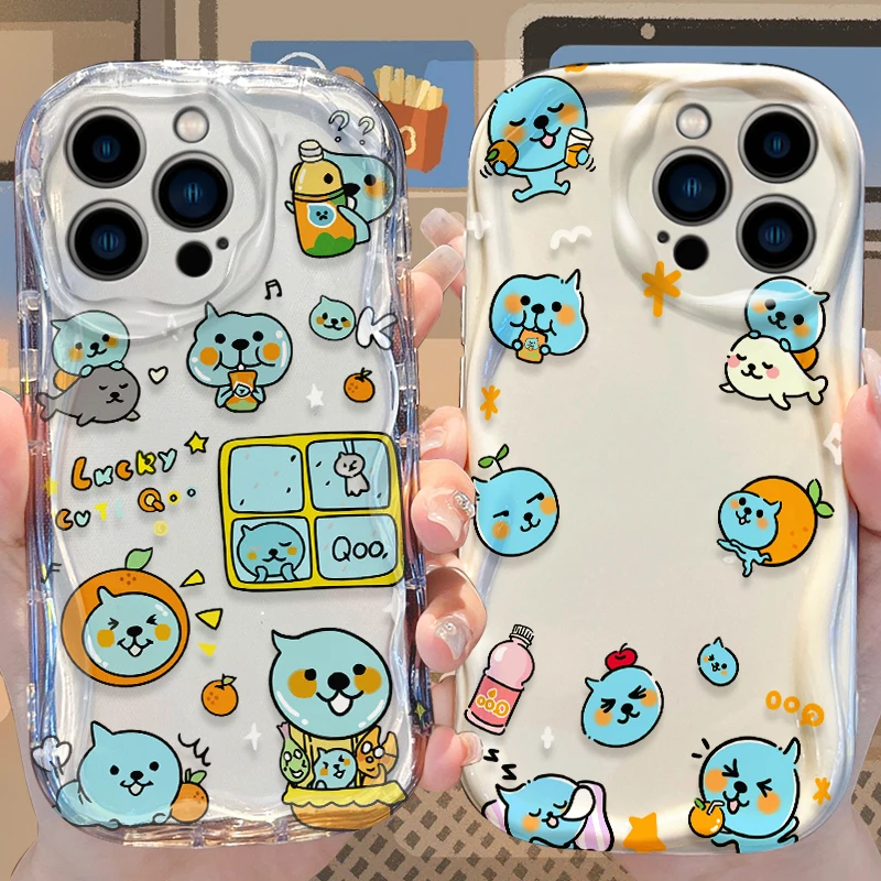 Чехол с принтом милых мультяшных персонажей Qoos для iPhone 17, 16, 15, 14, 13, 12 Mini, 11 Pro Max, 8, 7 Plus, из жидкого силикона, Funda