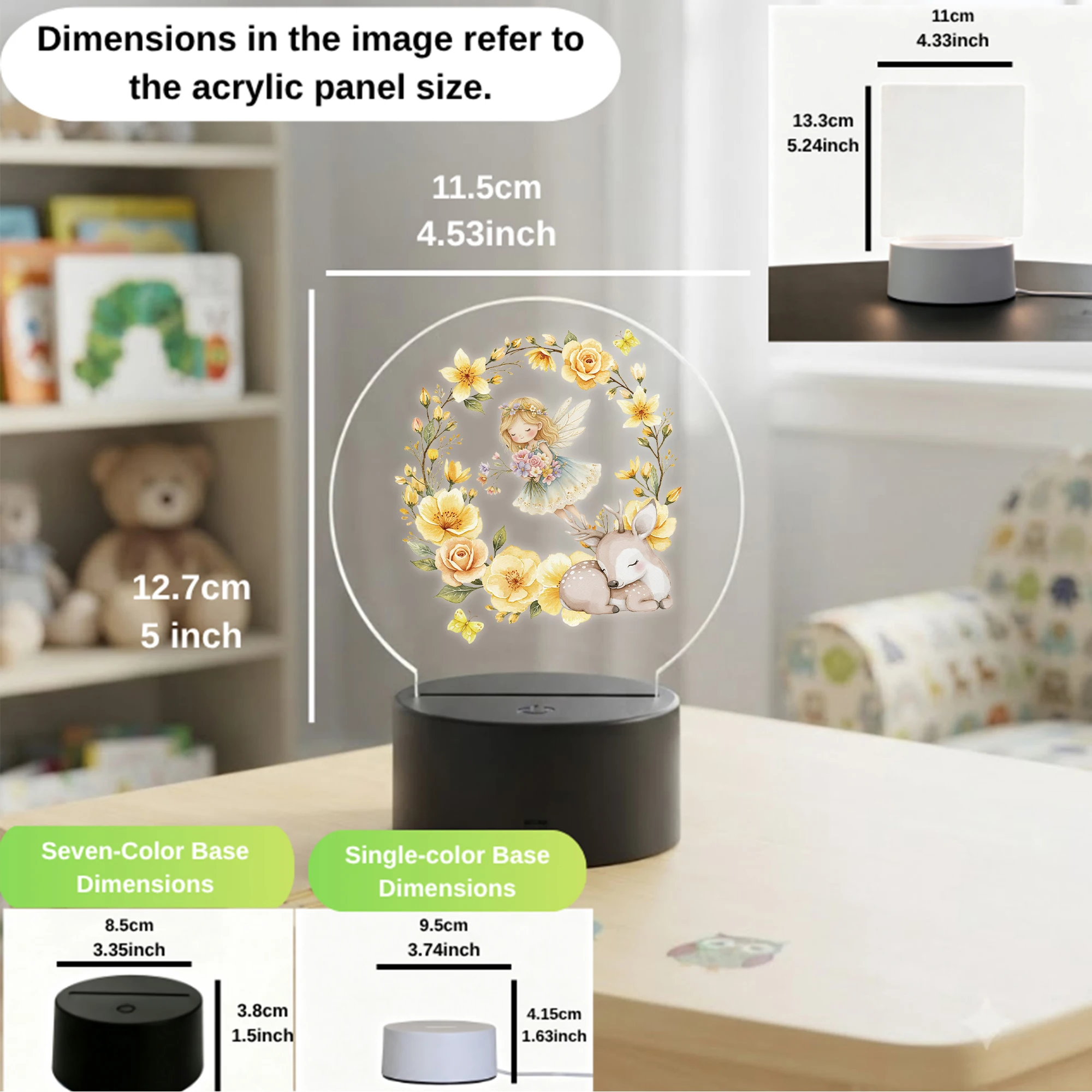 2D Flat Acrylic LED  Yellow Rose Fairy Decoration Desk Lamp Night Light Cartoon Children Bedroom Gifts Home Decor Gift - view 5