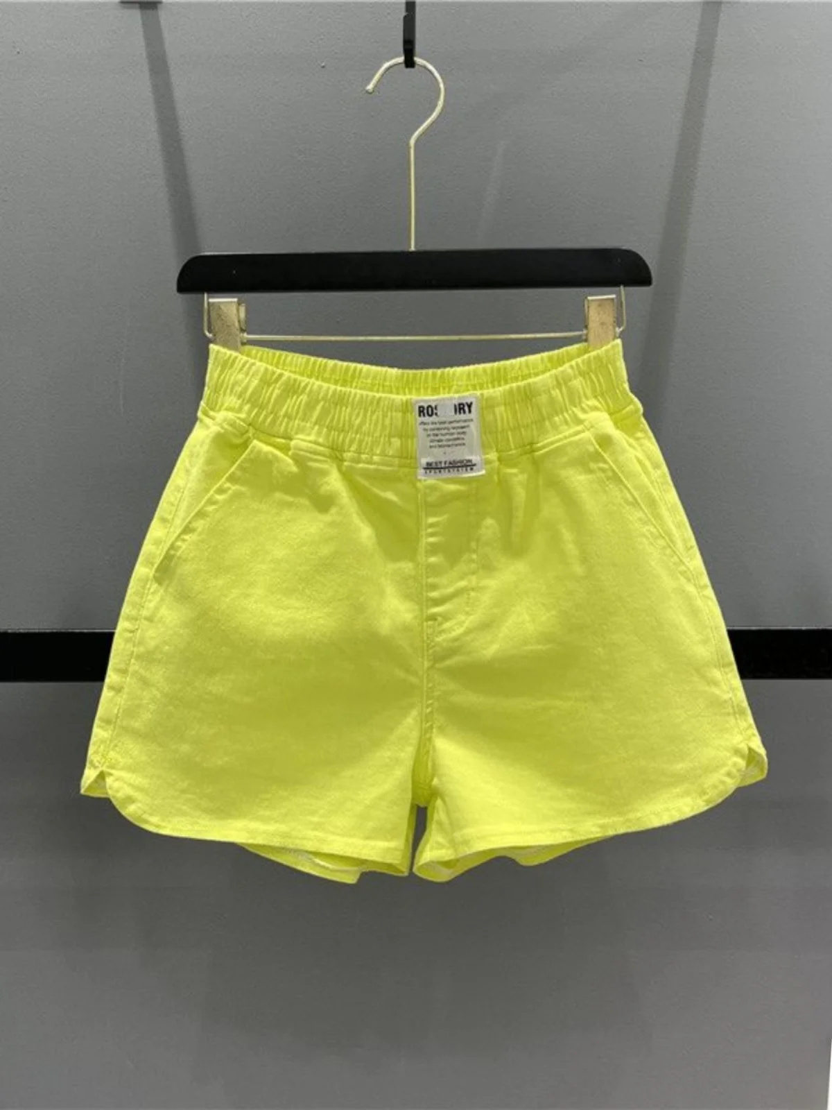

plus Size Casual High Waist ort Jeans Women's Loose A-Line Wide Leg Pants Hot orts Candy Color Label Elastic Waist Denim ...