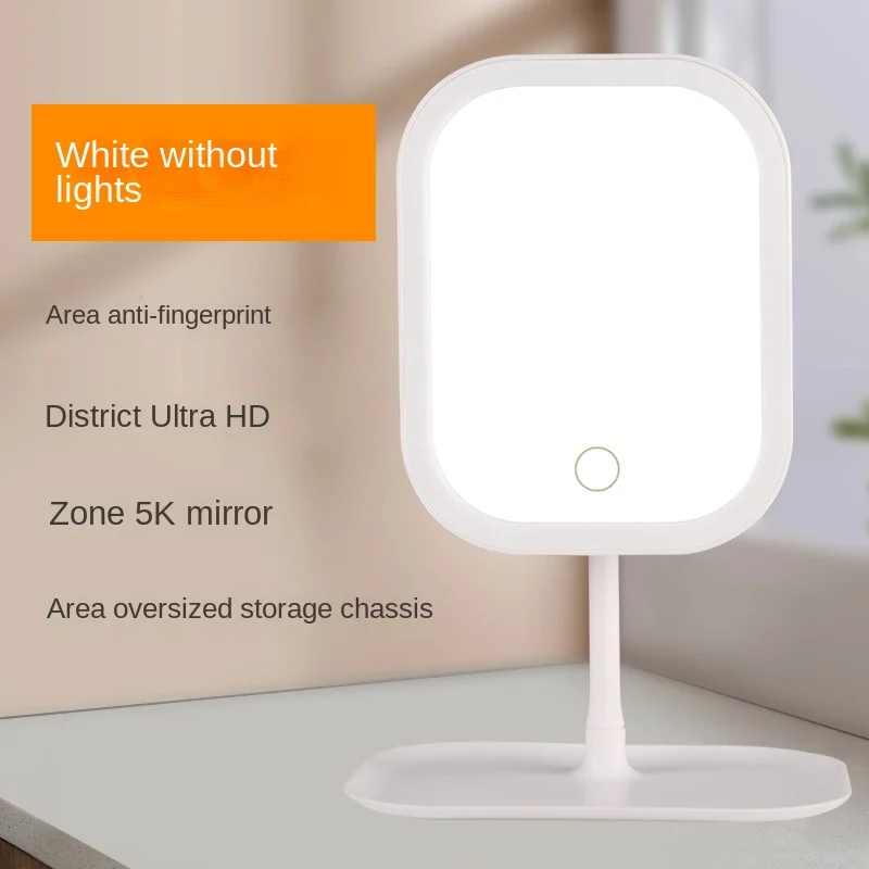 LED-Kosmetikspiegel mit dreifarbiger Helligkeit, USB-Aufladung, Desktop-Schminkspiegel, Vergrößerung für Badezimmer, Schlafzimmer