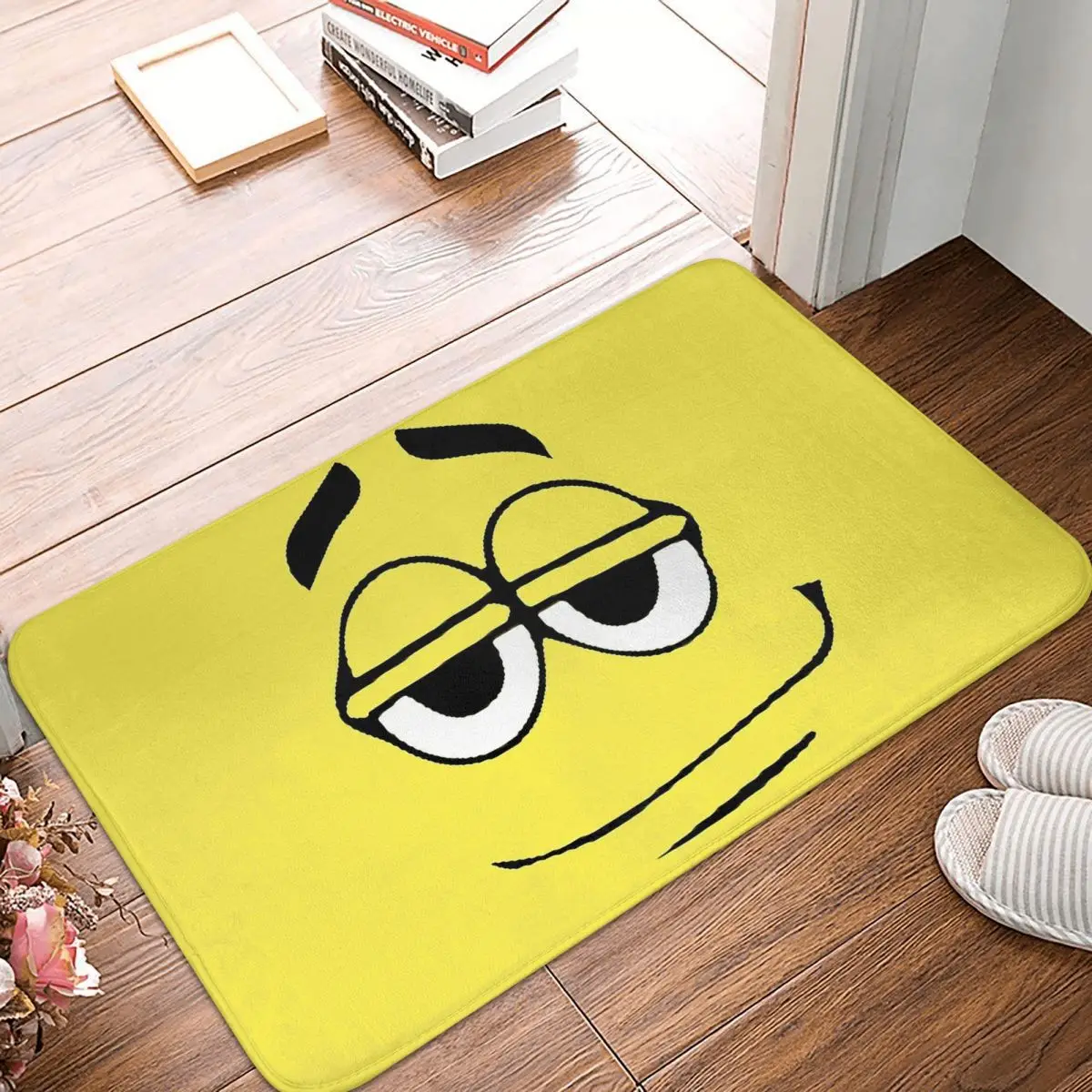 Tapis de cuisine antidérapant jaune, Faces bonbons, tapis de flanelle, paillasson d'entrée, décor de sol