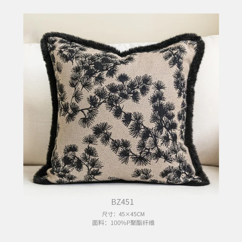 medieval style beige black and coffee color cushion cover sofa brown throw pillow cover decorative black pu pillowcase