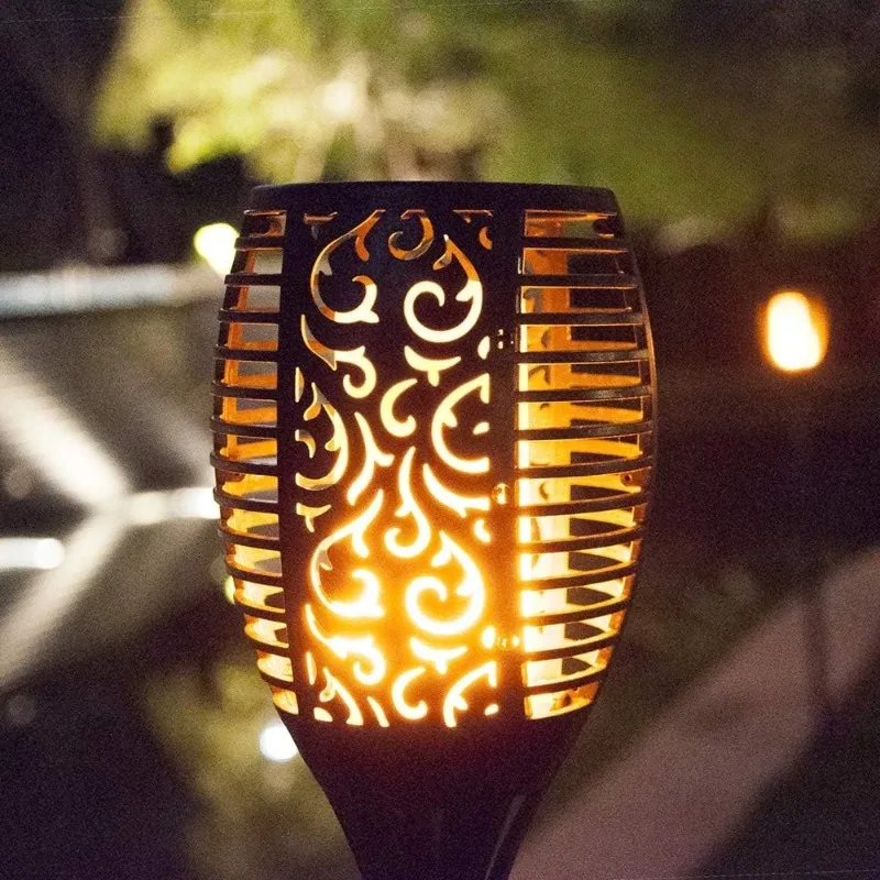 Solar Powered Outdoor 12/33 LED Waterproof Flashing Flame Torch Light Outdoor Solar Spotlight Landscape Decoration Lighting