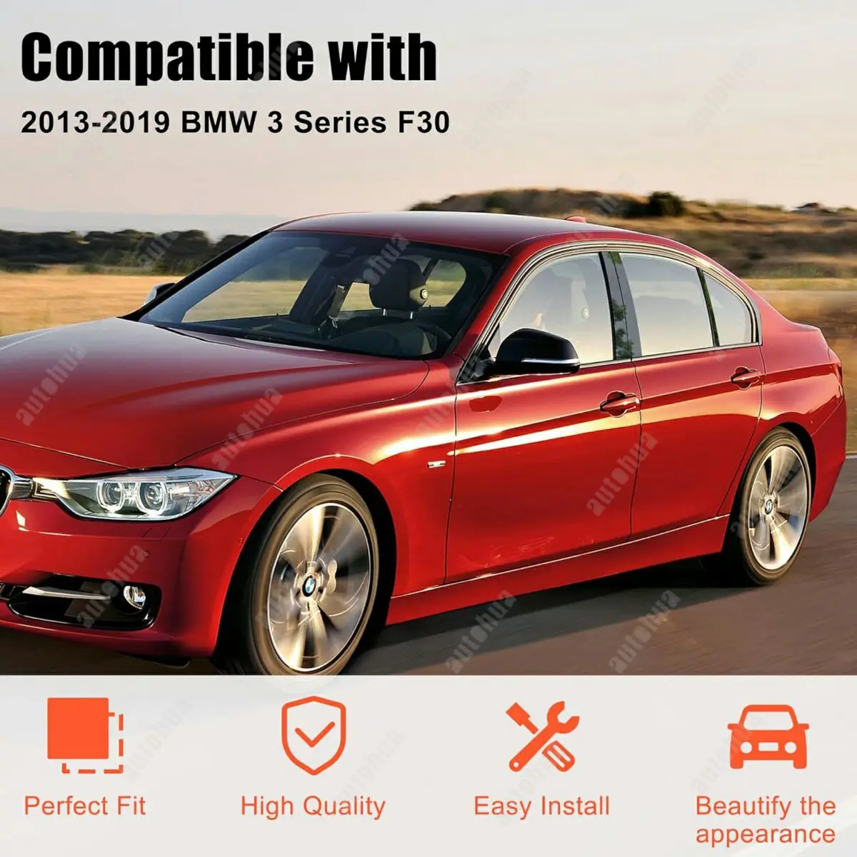 عمود الباب آخر الكسوة لسيارات BMW F30 2013-2019 الجانب الباب عمود المضادة للخدش لامعة ملصقات الكمبيوتر غطاء القوالب 6-قطعة #2