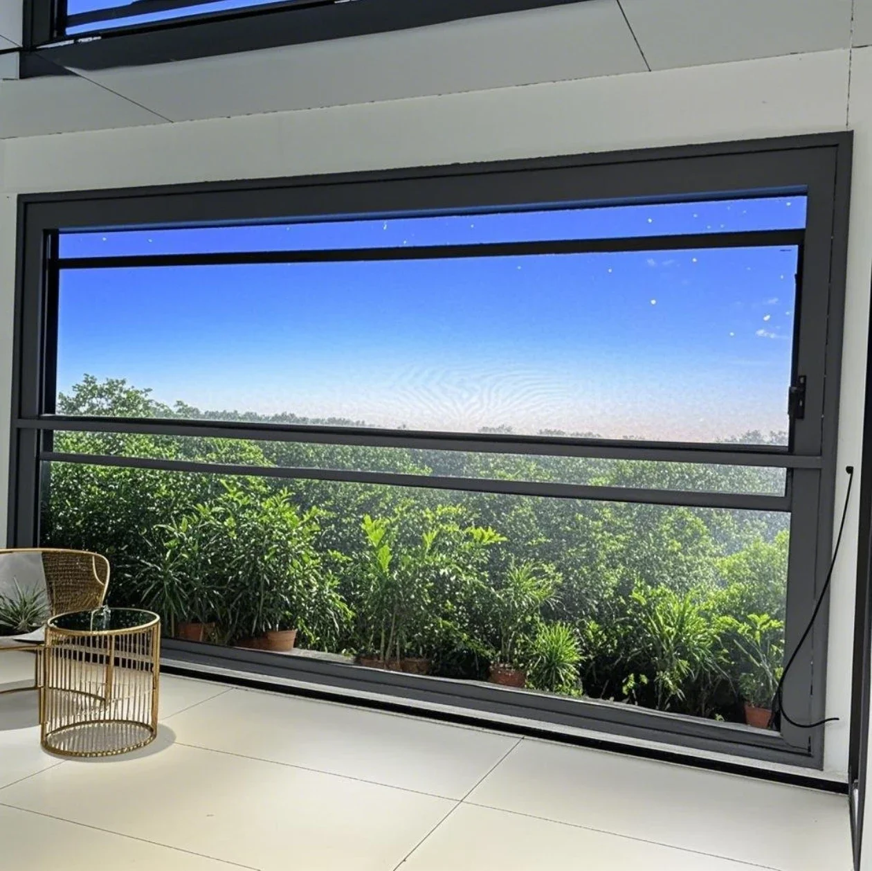 2025 Smart Window Machine Modern Design Smart Switch Window with Smart Tint Blue Louver Curtain for Bathroom Entry Application