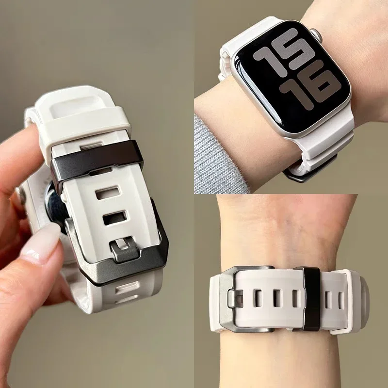 

Silicone Strap Sports Bracelet Band For iWatch Ultra2 Apple Watch 10/9/8/1/2/3/4/5/6/7 46mm 49mm 45mm For Watch 41 44 40 38 42mm