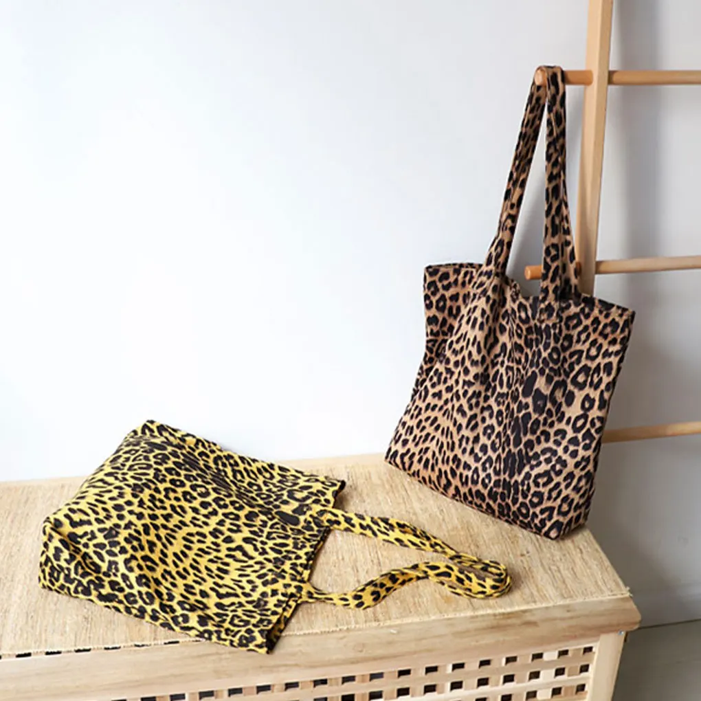 Bolsa de ombro macia com estampa leopardo para mulheres bolsa de grande capacidade bolsas de inverno quente estampa animal retrô