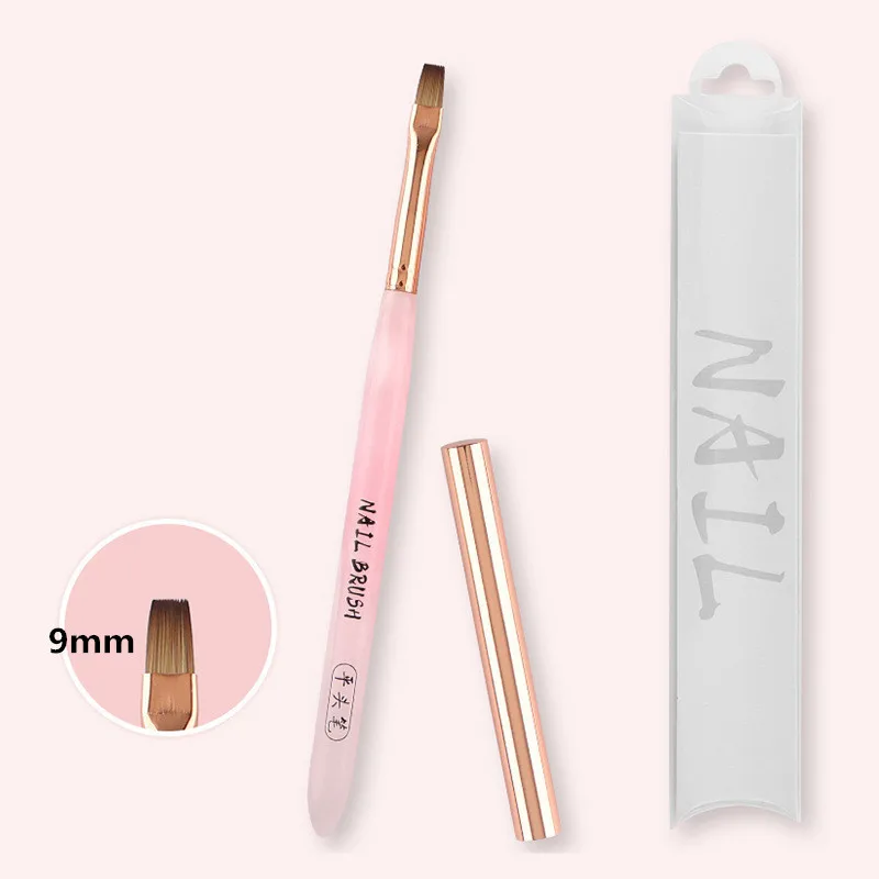 1/3 個ピンク透明ハンドルブラシマニキュアペイントブラシ Uv ジェルエクステンションビルダー描画ペン
