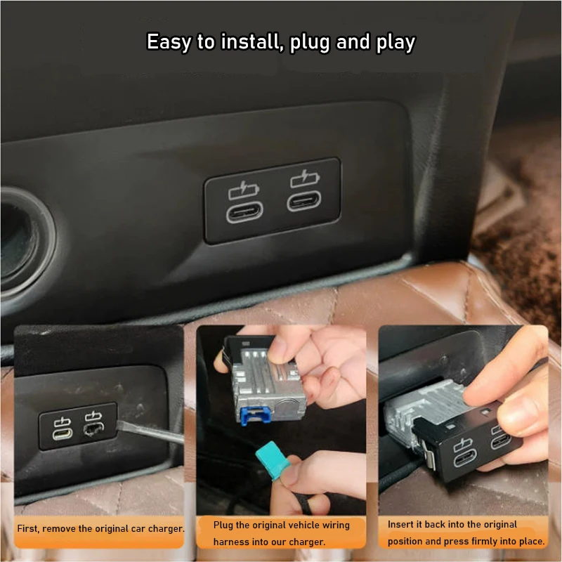 1 Stück Dual PD3.0 USB-C Autoladegerät 45W Schnellladeadapter Steckdosenersatz Telefonladegerät für BMW 3/5/7 Serie X1 X3 X5 – Detail 7