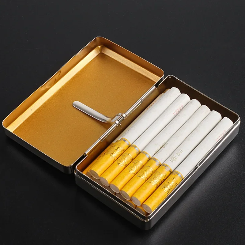 Tobacco Box Mini Portable Moisture Proof Cigarette Case Old-fashioned Dry Cigarette Box Metal Storage Smoking Accessories