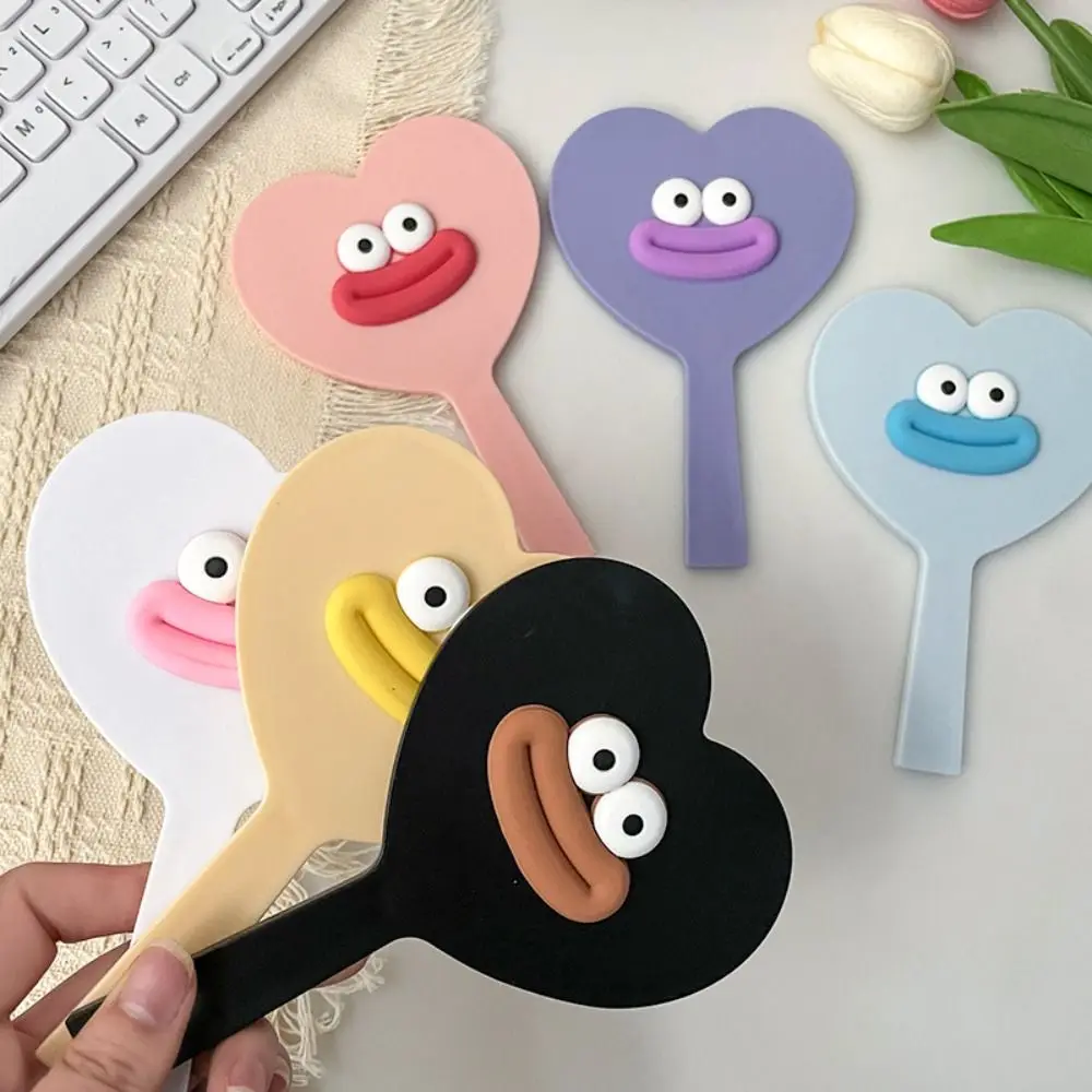 Cute Big Mouth Heart-shaped Makeup Mirror Cartoon Compact Sausage Mouth Handheld Mirror Portable Eyelash Extensions