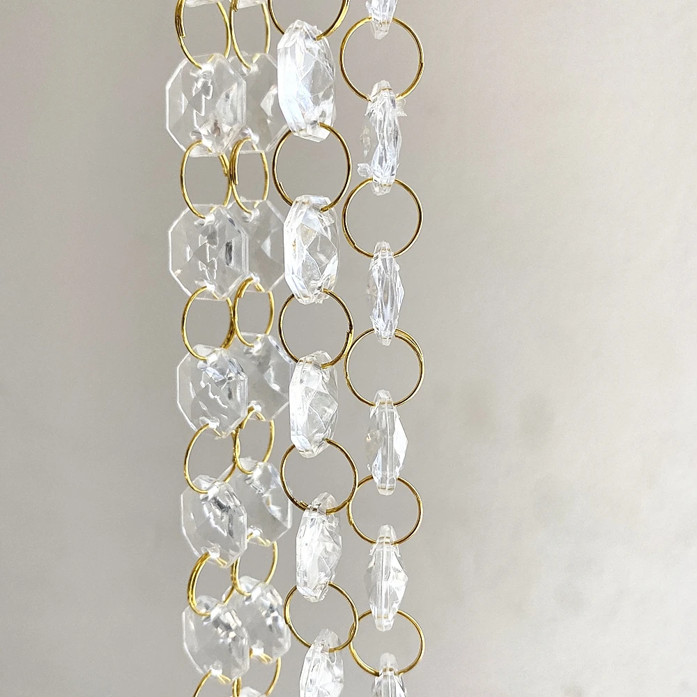 1m Transparent Acrylic Crystal Window Christmas Party Decoration Garland Curtain Pendant Romantic Wedding Decoration