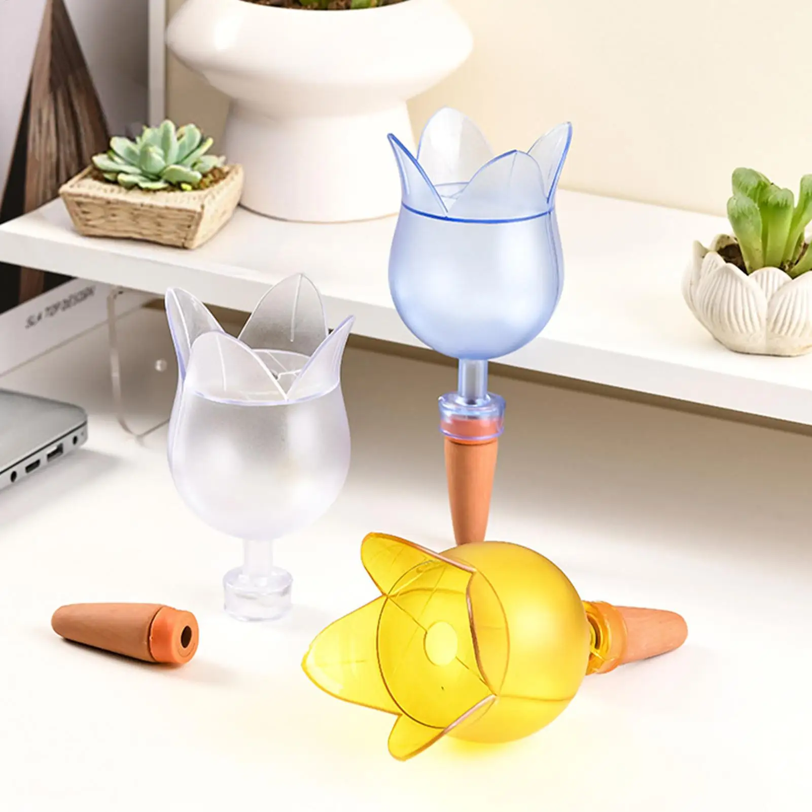 

Plant Watering Spikes 5 Pieces Irrigation Stakes for Flowers Reusable Flower-Shaped Watering Spikes for Indoors Outdoors Cactus