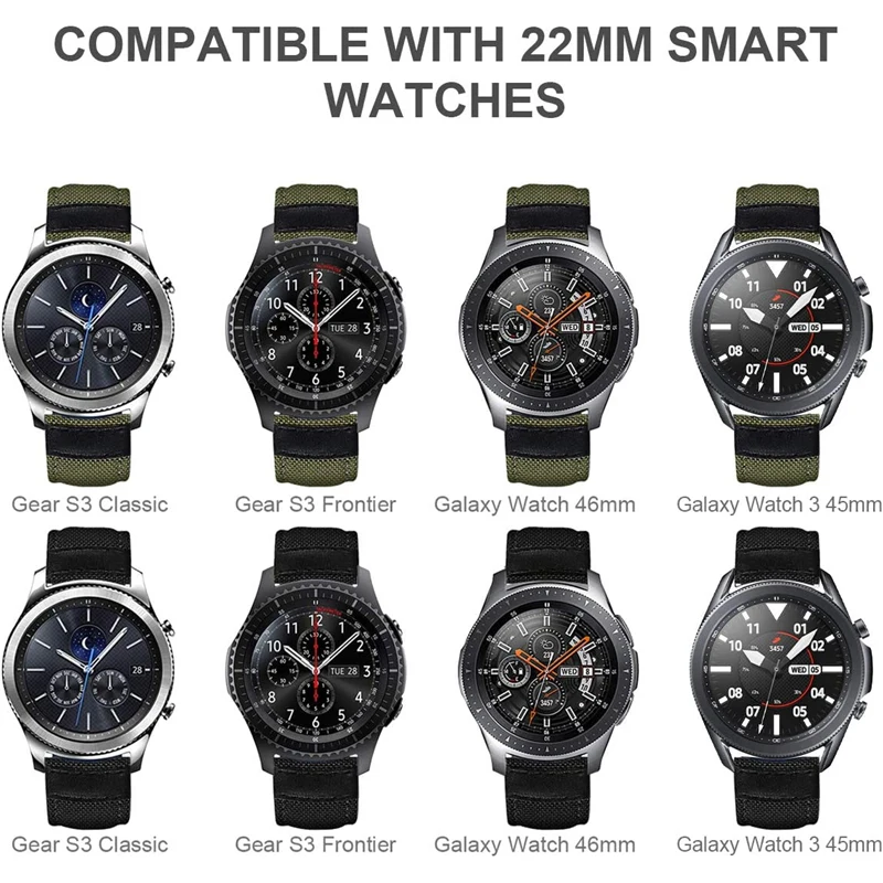 Ремешок нейлоновый для Samsung Galaxy Watch 3 45 мм 46 мм Gear S3 Frontier/Classic Correa 22 мм, браслет для Huawei Watch GT 2 3 Amazfit