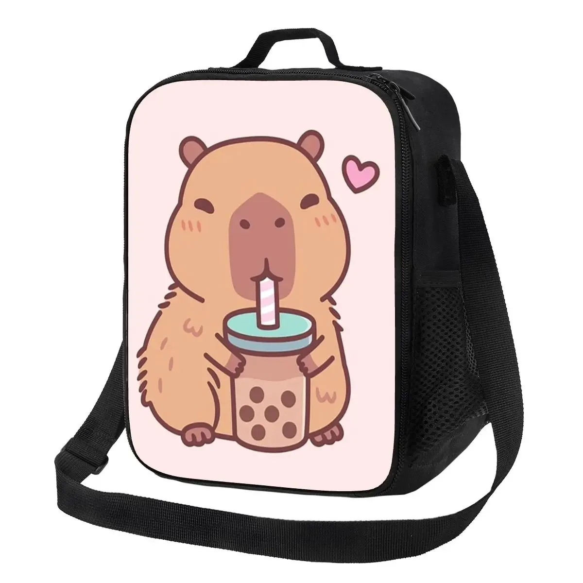 Cute Capybara Bubble Tea Insulated Lunch Bag Portable Thermal Food Storage Tote