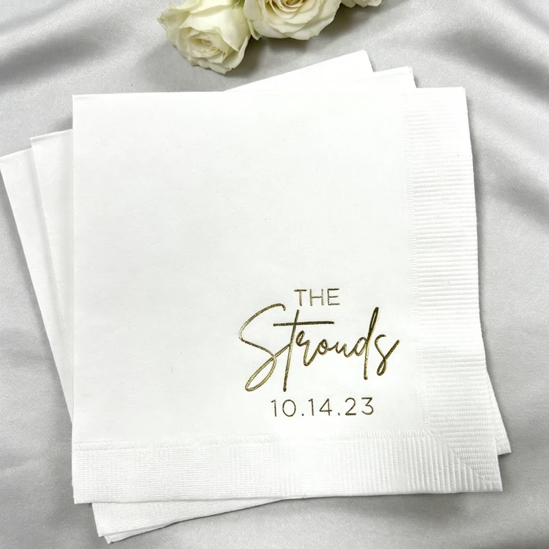 

100PCS Personalized Paper Napkin, Birthday Paper Napkin, Custom Disposable Napkin White Black Paper Napkins, Decorative napkins