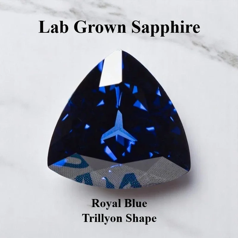

L-Lab Grown Sapphire Trillyon Shape Royal Blue VVS1 Gemstone For Charms Diy Jewelry Making Pendant Selectable AGL Certificate