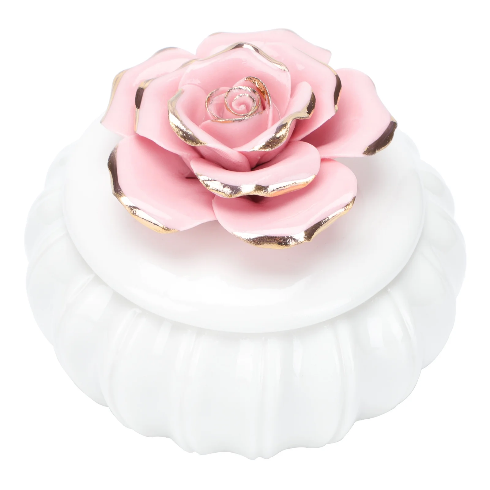 1 pçs rosa padrão cerâmica caixa de jóias estilo nórdico pintado à mão frasco de armazenamento selado durável caixa de presente decorativa