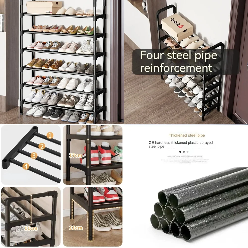 

8 Tiers Tall Metal Shoe Rack Storage Organizer for Home Large Capacity Vertical Shoe Shelf Entryway Closet Space Saving Shoe