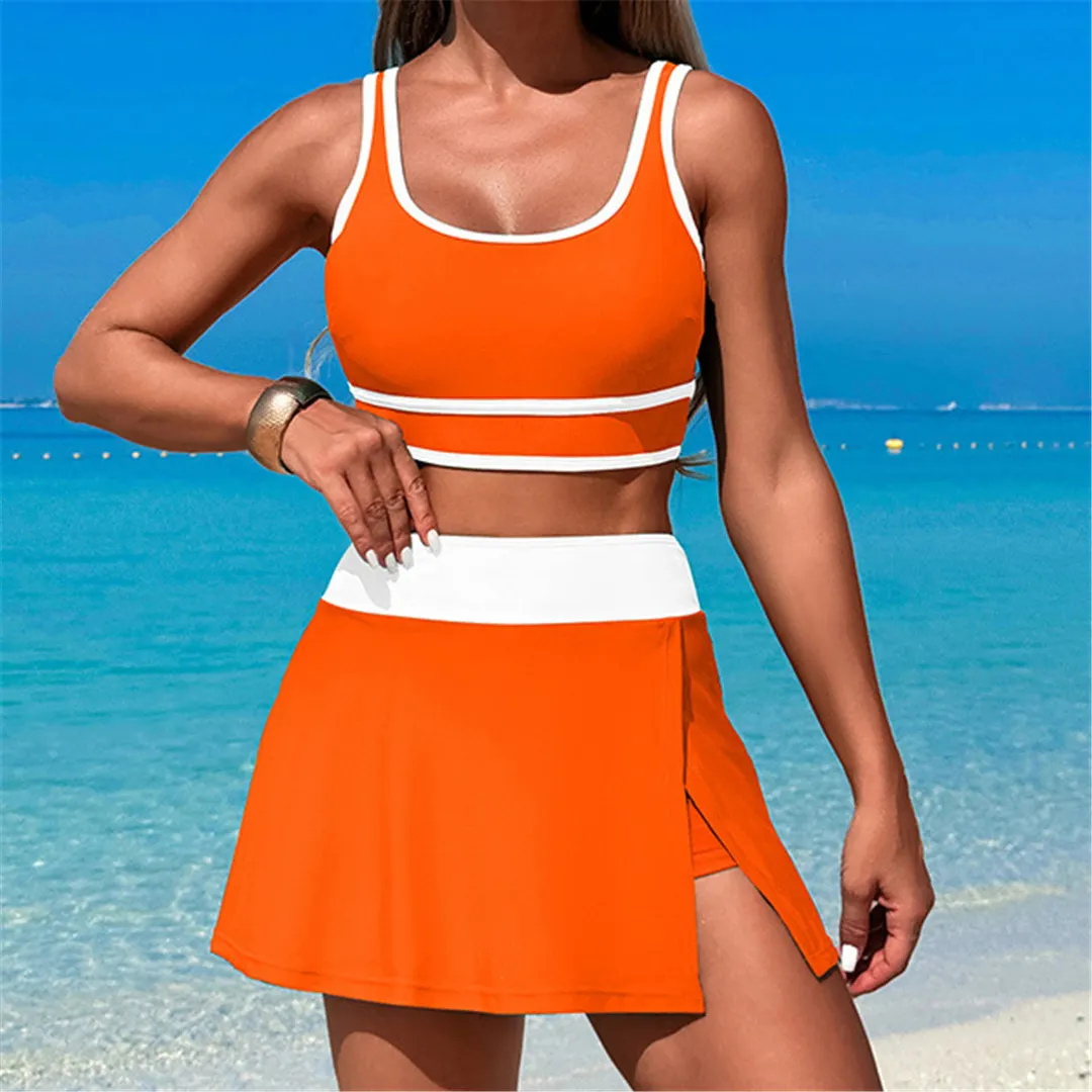 S - XL 10 Colors Splicing Female Swimsuit High Waist Bikini Two-pieces Bikini set Women Swimwear Bather Bathing Suit Swim V6998