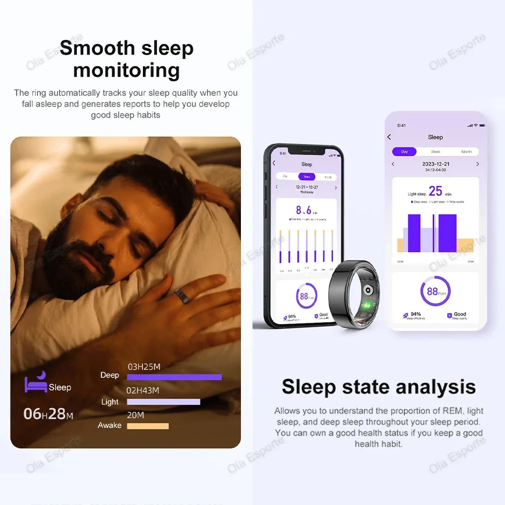 2025 Per Xiaomi Smart Ring Bluetooth Health Monitor Ossigeno Sonno Frequenza cardiaca Modalità multi-sport Impermeabile IP68 e 5ATM Uomo Donna Anello