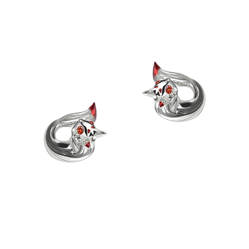 MASW Original Design Lovely Style High Quality Brass Thick Silver Plated Red Fox Clip Earrings For Women Girl Gift Trend Jewelry