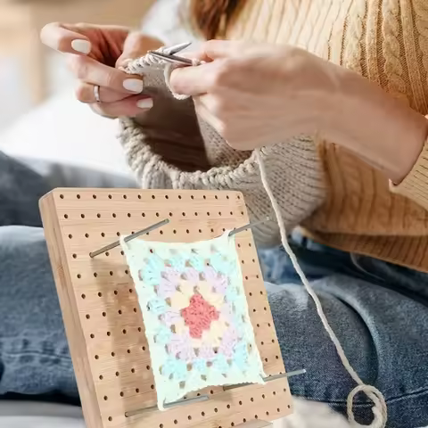 YUNFAN Crochet Weaving Accessory Bamboo Grid Plate for Blocking Projects Crochet Block Board Handmade Gift for Maker Sewing Tool