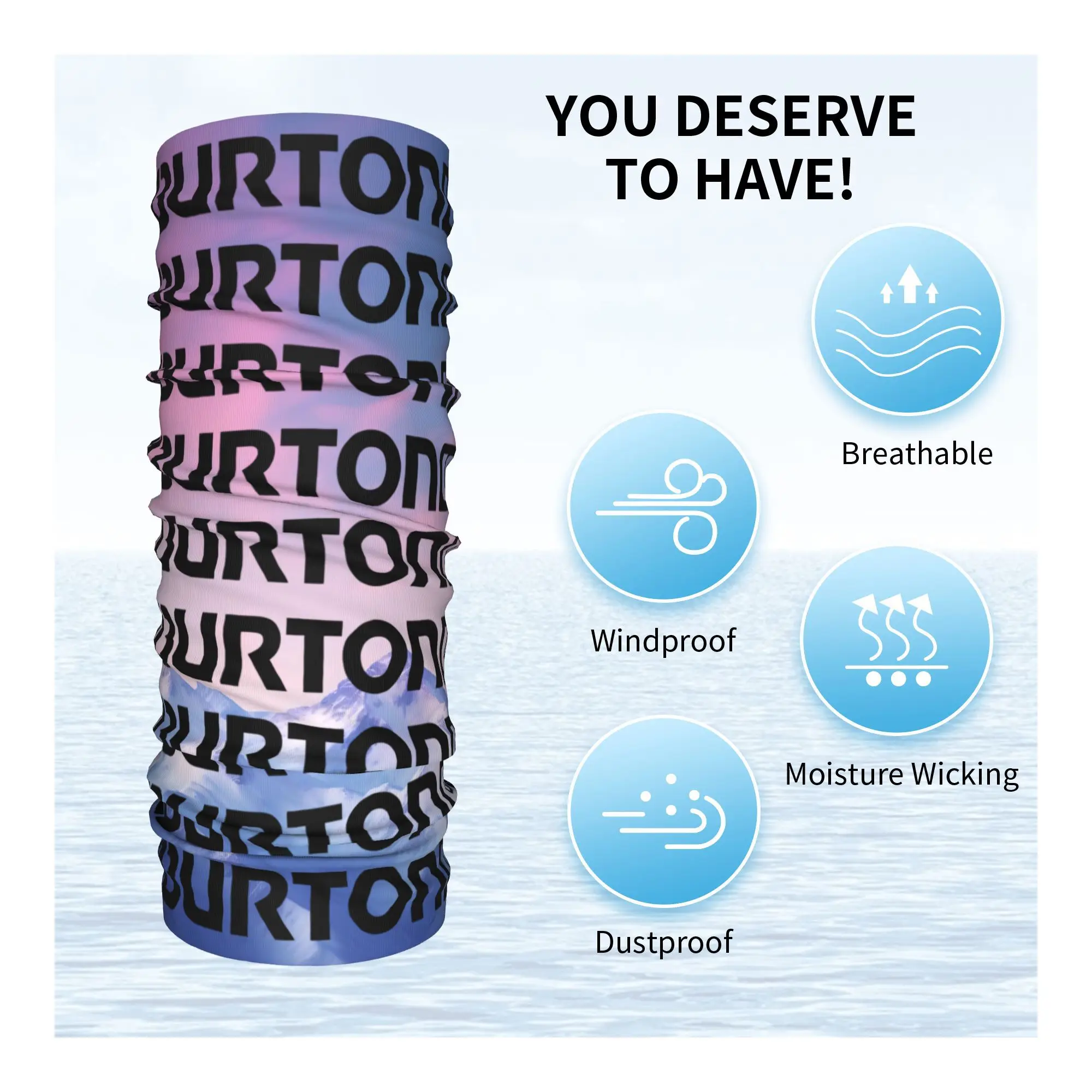 사용자 정의 B-Burtons Snow Mountains Bandana 겨울 목 따뜻한 남성 방풍 랩 페이스 스카프 하이킹 Gaiter Headband