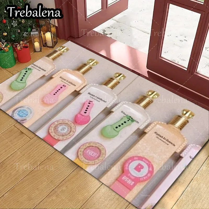

1pc Welcome Door Mat Guitar Perfume Bottle Print Doormat for Home Decor Entrance Floor Mat