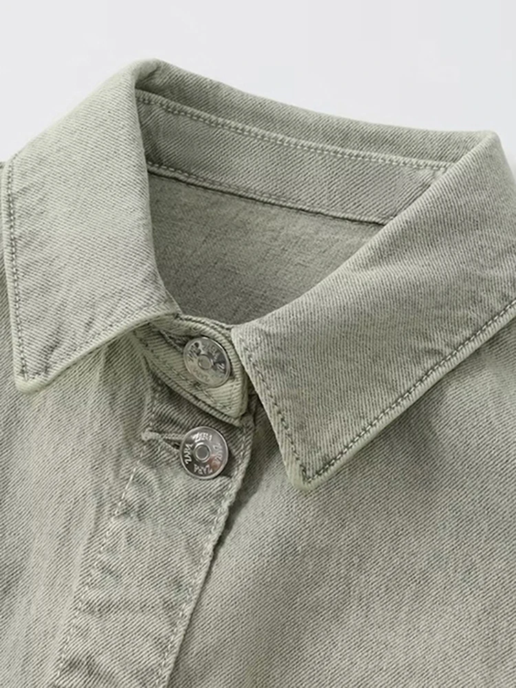 Tuta corta in denim da donna New Fashion High Street Y2K Tuta a vita tinta unita con risvolto Manica corta Tuta Top