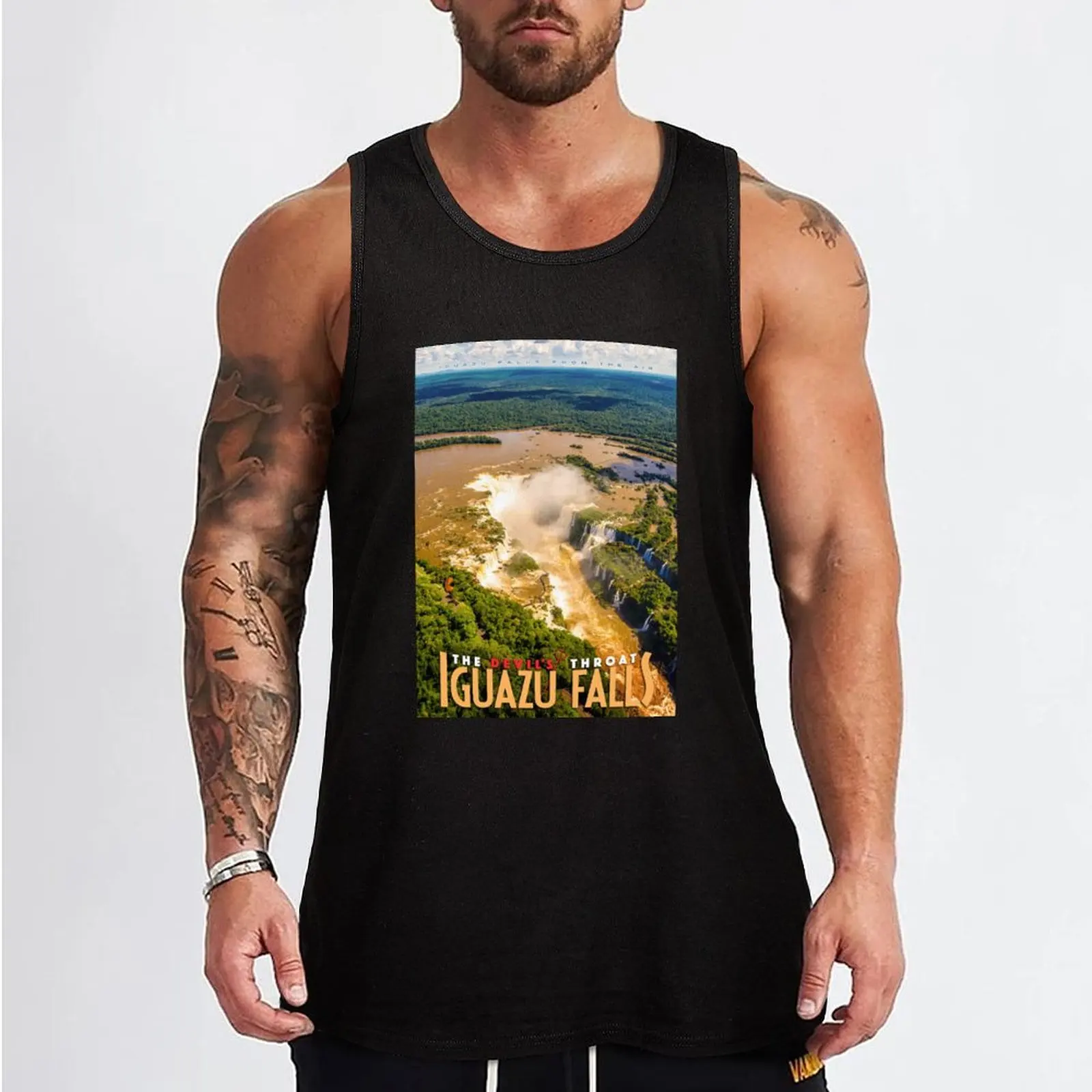 Iguazu Falls Travel Poster Tank Top t shirts sleeveless vest men