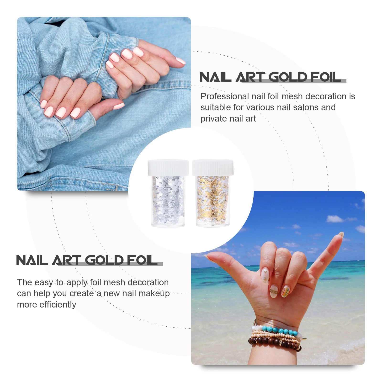 

Nail Decoration Foil Mesh DIY Gold Material Stylish Simple Design for Daily Use Festival Nails Stickers Supplies