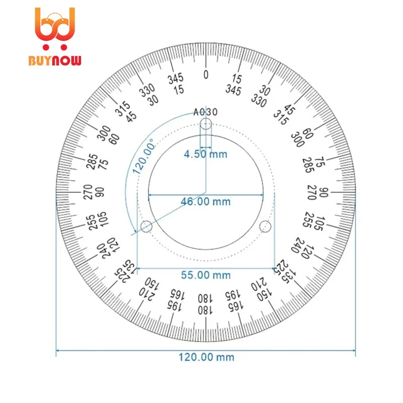 120x46x1mm Scale Dial Integrated Forward and Reverse Mechanical Identification Dial Stainless Steel Protractor