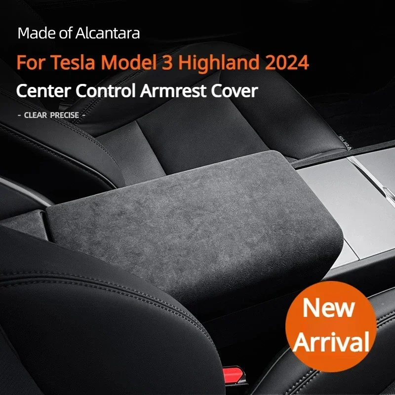 Voor Tesla Model 3 Highland 2024 Alcantara Suède Auto Centrale Armsteun Pad Cover Mat Armsteun Zetel Doos Protector trim Case