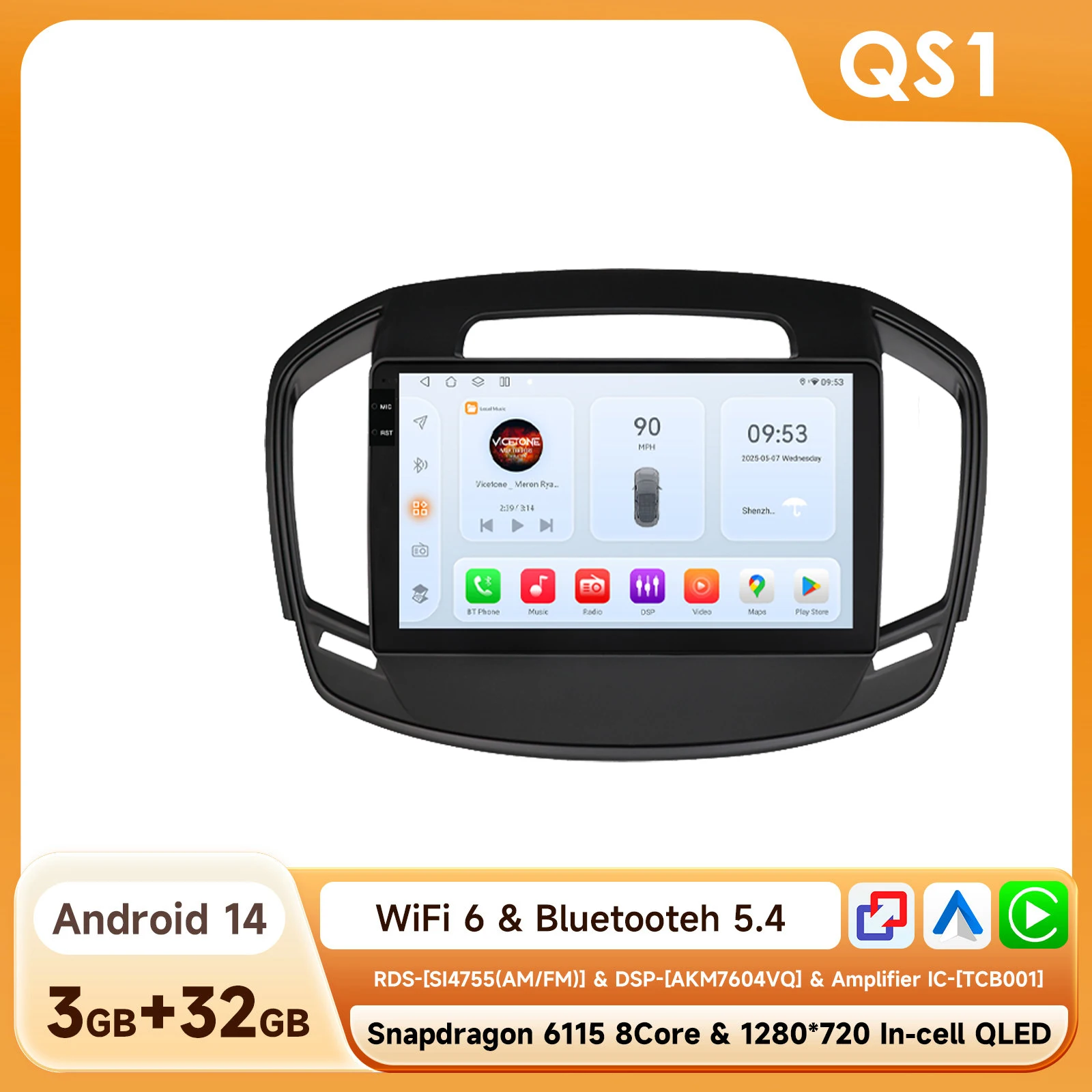 Android 14 Autoradio Voor Buick Regal Opel Insignia 2009-2017 Auto Multimedia GPS Carplay 4G DSP BT 360 Camera Door Snapdragon 6115