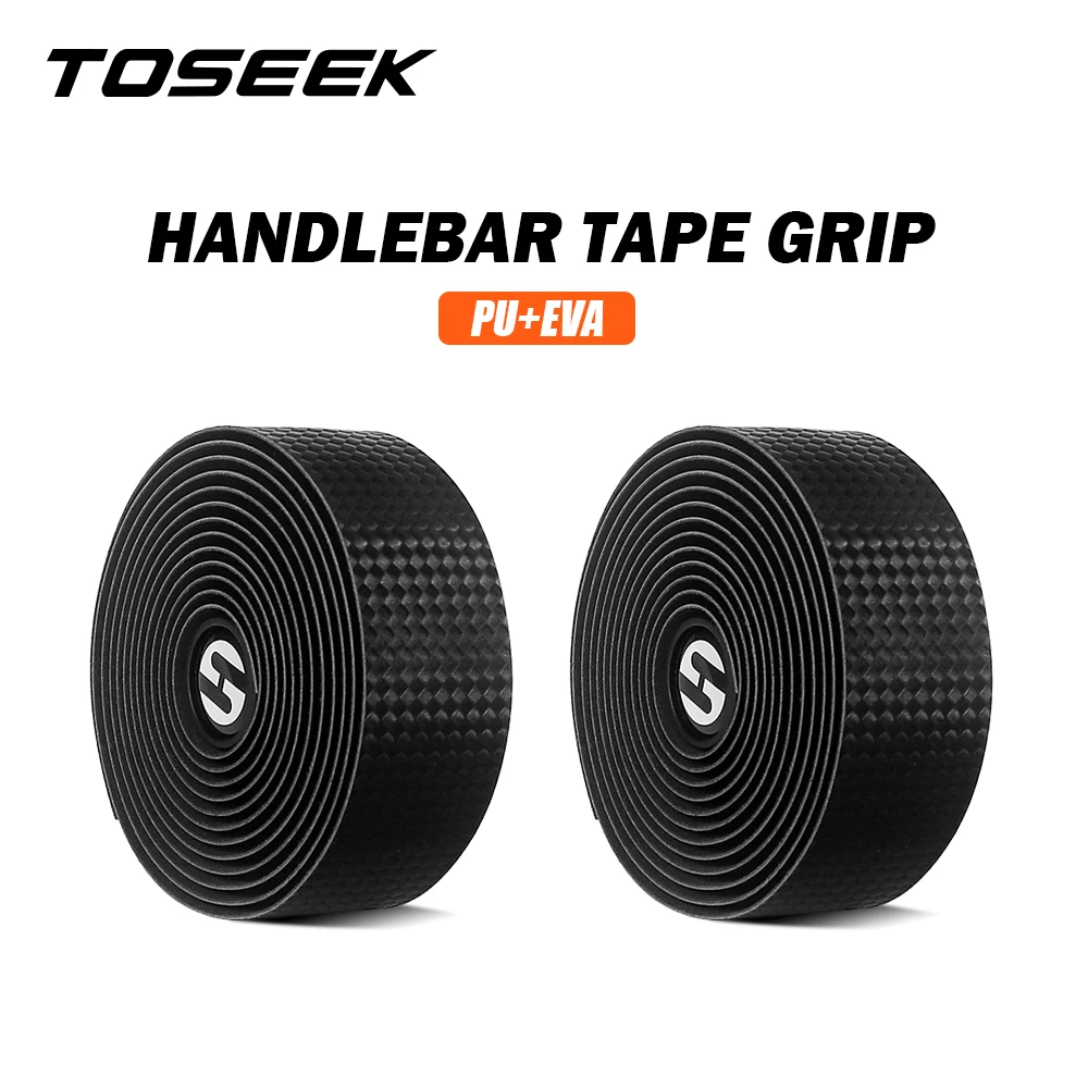TOSEEK Bike Handlebar Tape Road Bicycle Bent Bar Tape Handle bar Tape Grip 1 Pair Appearance 3K Woven Carbon Grain Black