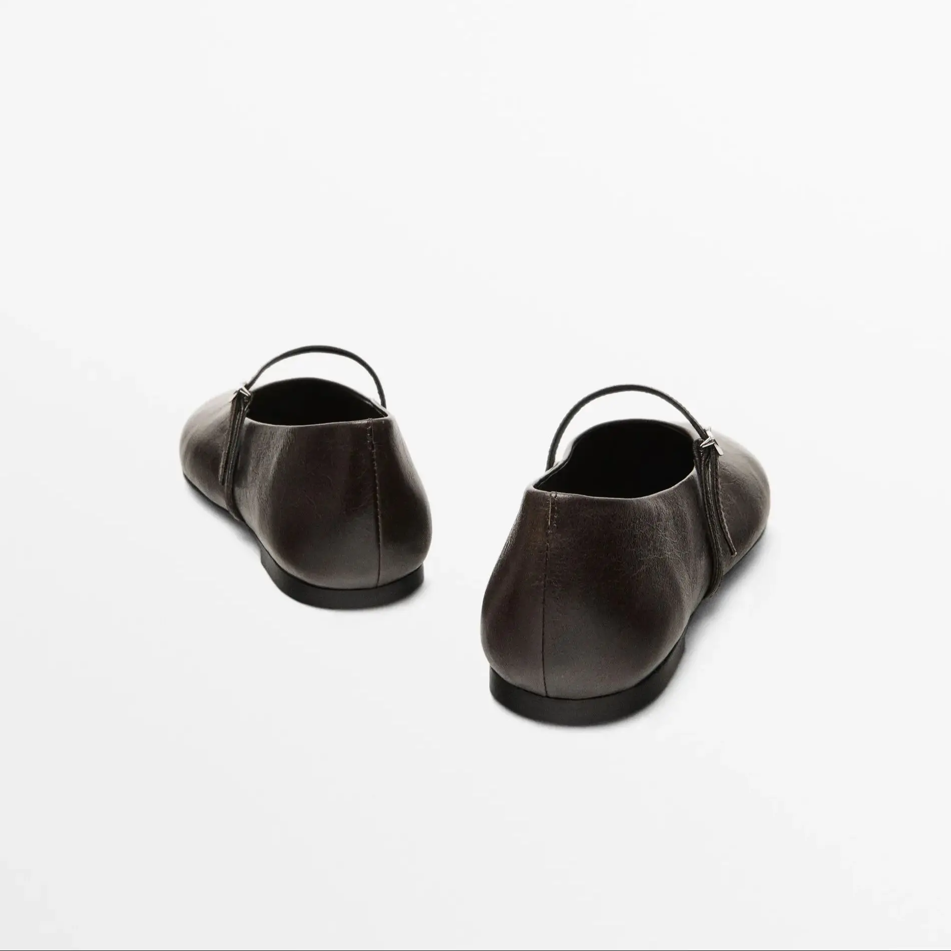 حذاء ماري جين نسائي من جلد البقر مع مصائد بإبزيم، حذاء مسطح ناعم ومريح للاستخدام الخارجي، حذاء يومي متعدد الاستخدامات كاجوال ممتاز