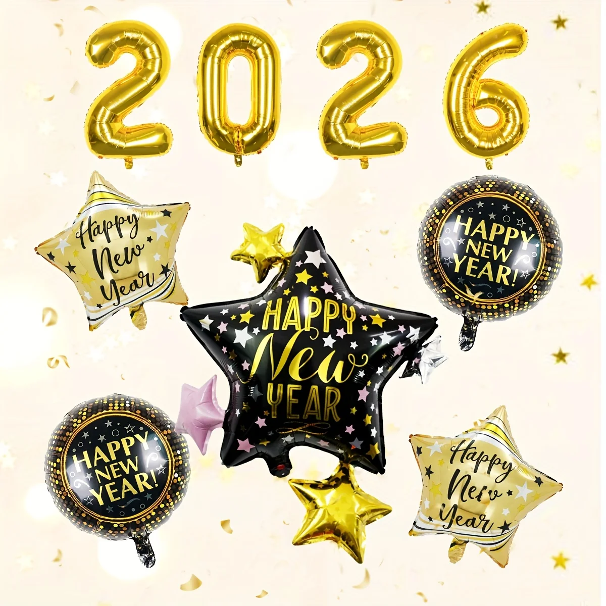 9 stücke 2026 Neue Jahr Party Ballon Kit 16 zoll 2026 Goldene Luftballons Glänzende Sterne Neue Jahr Ballon Set Festliche party Dekoration