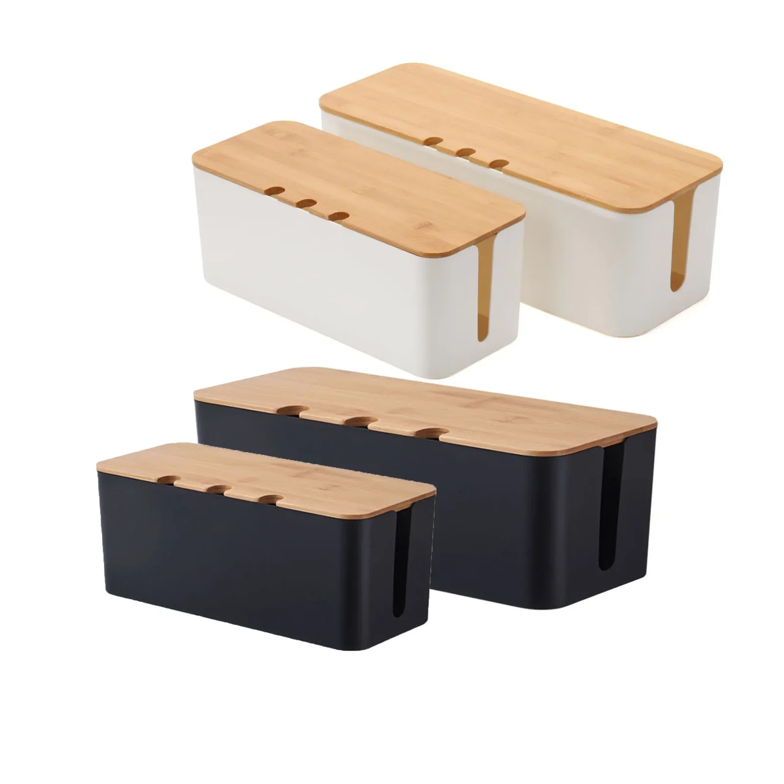 

Large Cable Management Box – Wooden Style Cord Organizer and Cover for TV Wires, Computer, USB Hub and Under Desk Power Strip