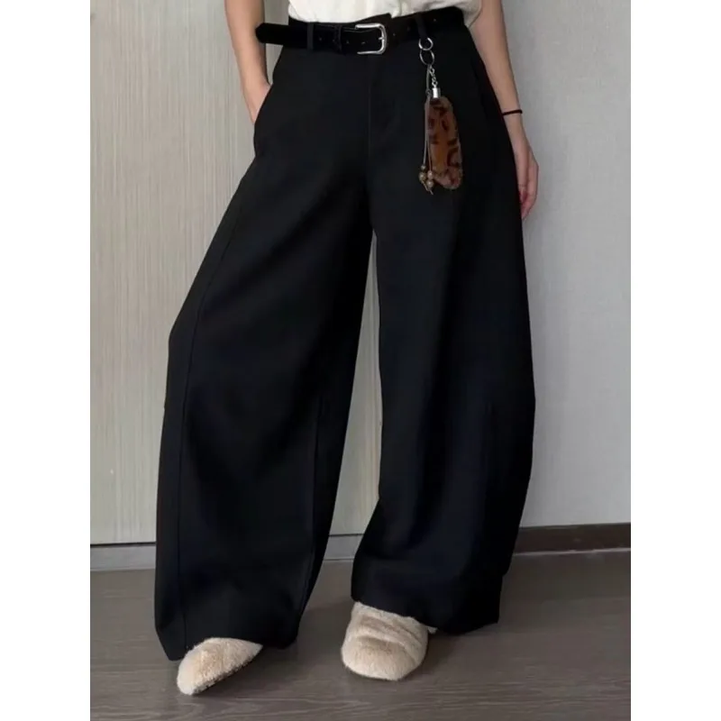

Tinaa Fashuinable Scimitar Pants 2026 Woman Office Lady High Waist Solid Color Pockers Full-length Wide-leg Pants 193970