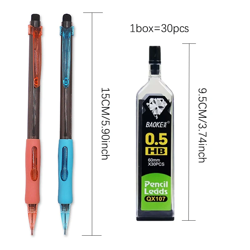 3 Teile/satz 0,5 0,7mm Seite Drücken Mechanische Bleistift mit Radiergummi HB Führt Schule Büro Malerei Schreiben Schreibwaren – Detail 1