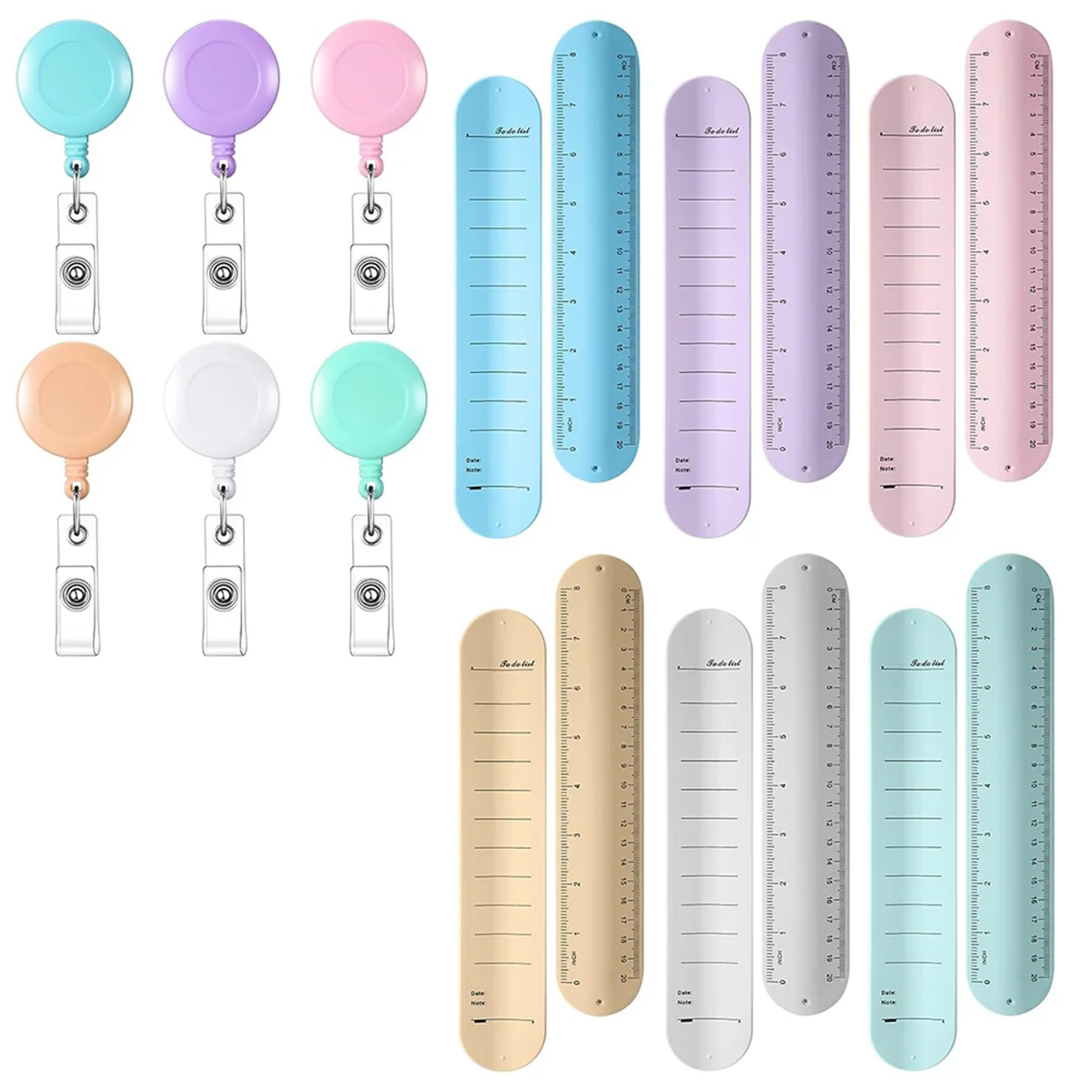 6 Sets Slap Silicone Reminder Bracelet and Retractable Badge Reel 9.4inch X 1.8inch Wrist Notepad Erasable Wristband